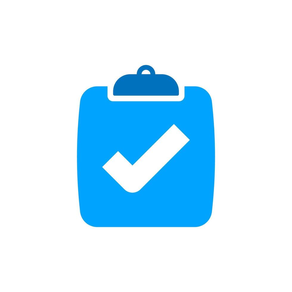 Flat icon of a clipboard with a check mark, symbolizing task completion, approval, or checklist. Minimalist design, perfect for apps, websites, presentations, or business materials vector