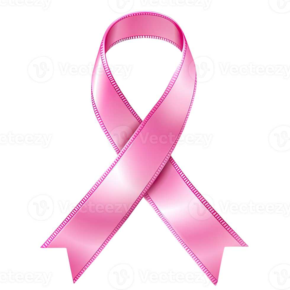 A pink ribbon for cancer awareness, isolated on a transparent background png