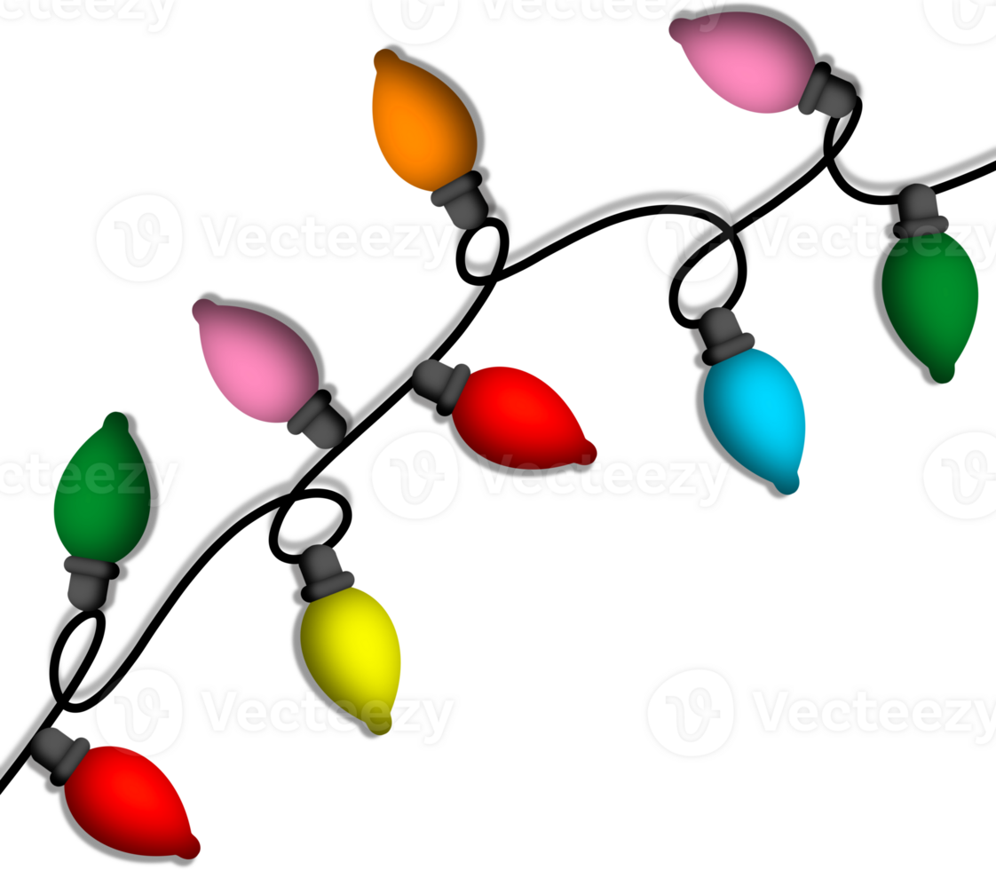 christmas light lamp string color luminescence on transparent background png