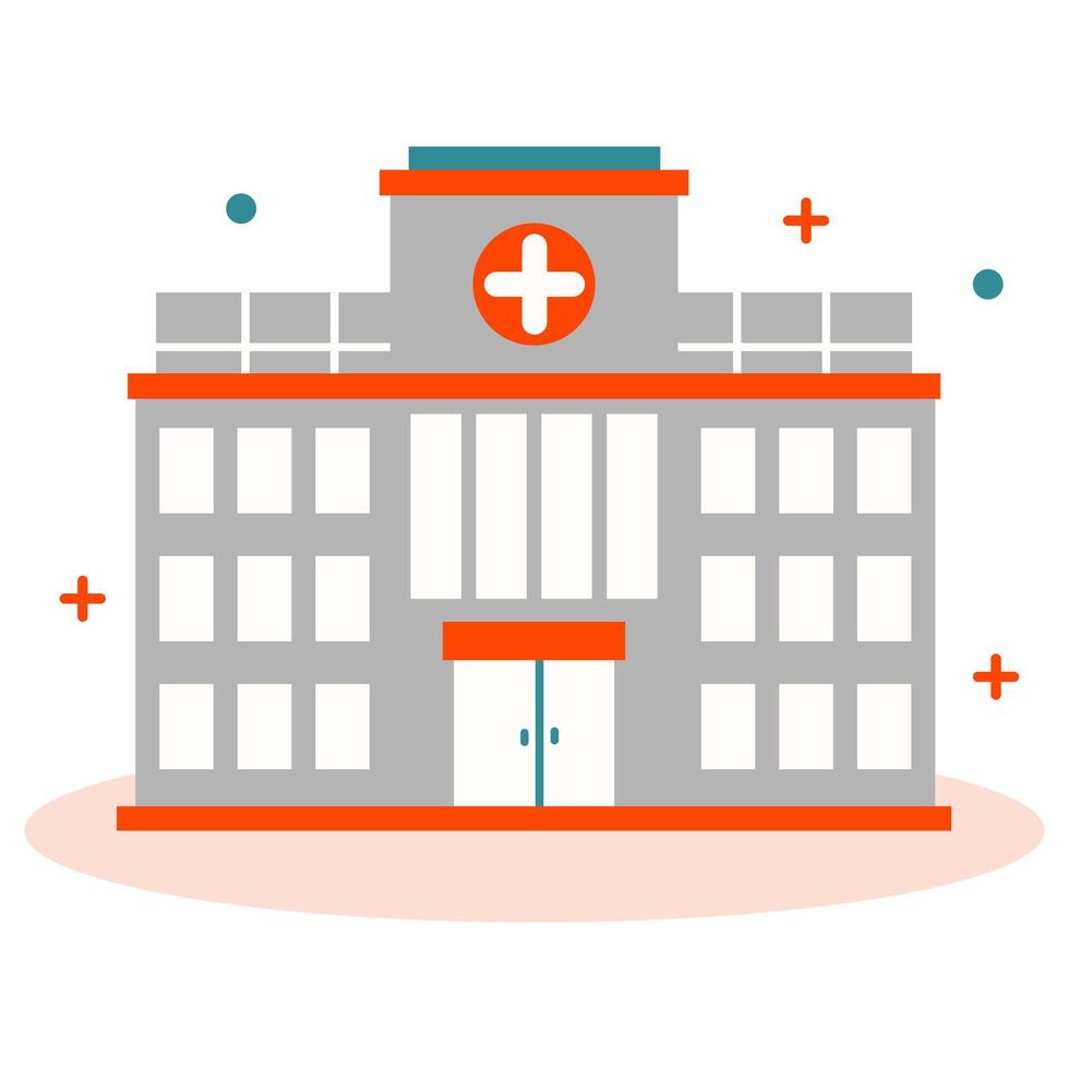 Flat Design Illustration of Hospital and Clinic. Illustrations of Modern Hospital vector