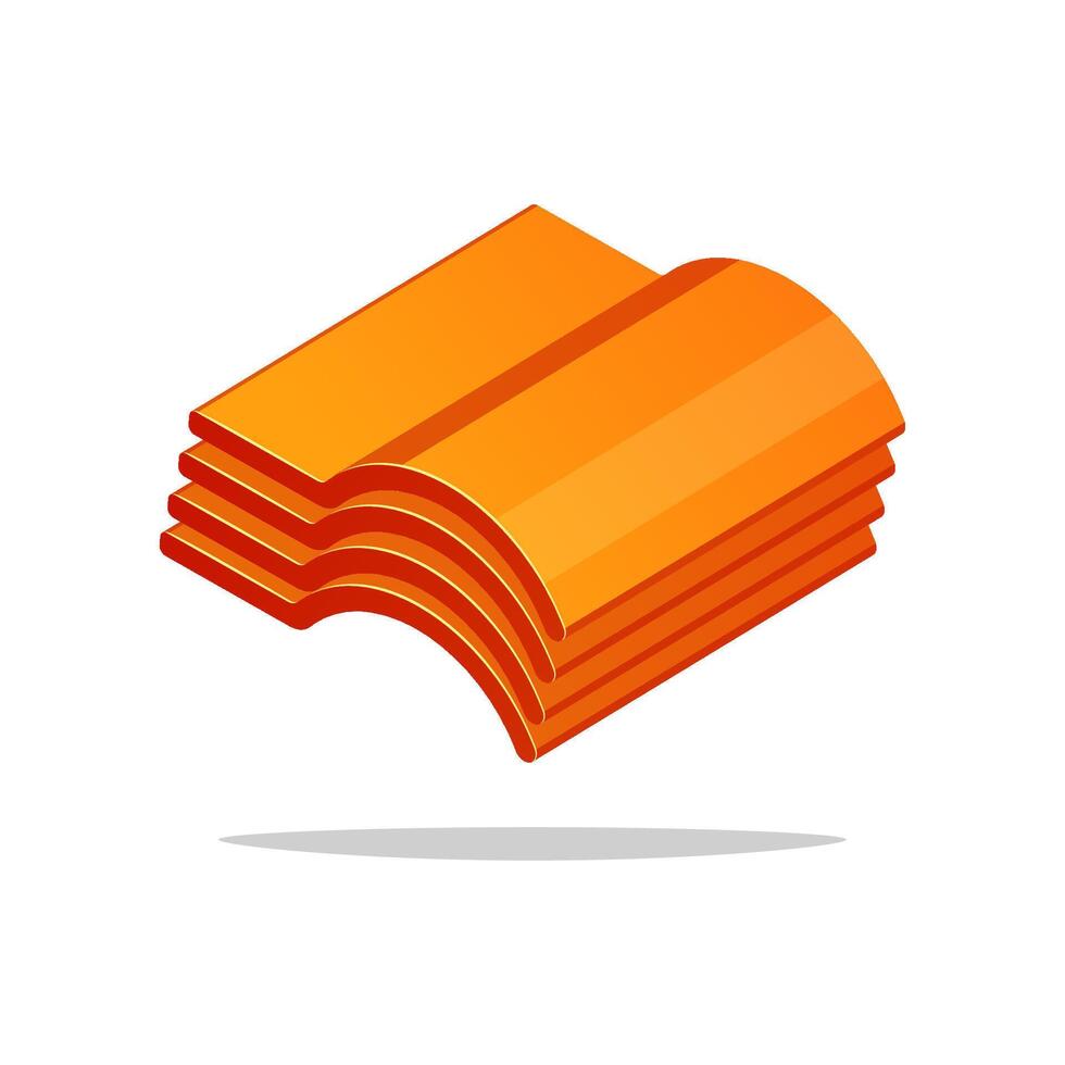 Pile of roof tiles isolated on white background. vector