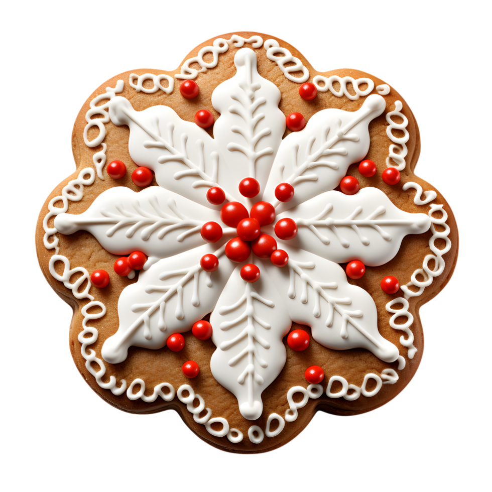 Gingerbread Cookie with Frosting and Snowflake png