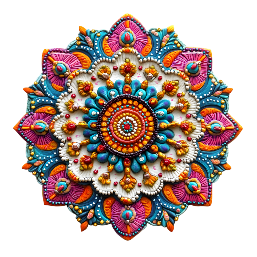 Vibrant Mandala Ornament with Floral Patterns png