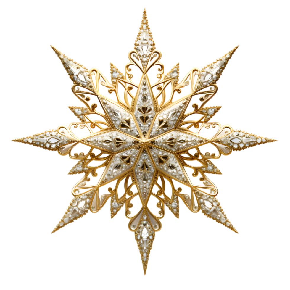 Intricate Gold Snowflake Ornament png