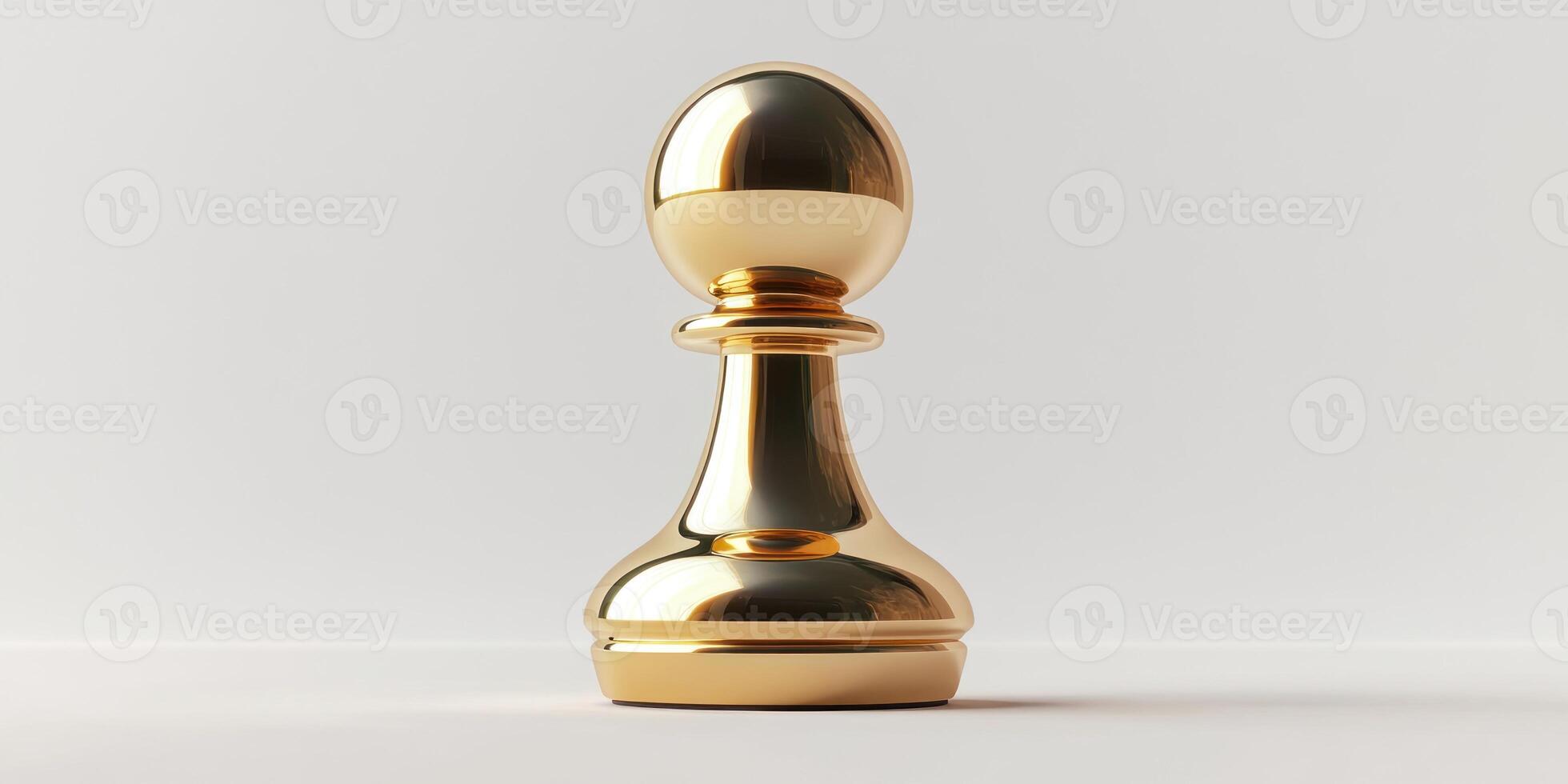Gleaming golden pawn chess piece suspended in mid air for strategy themes photo