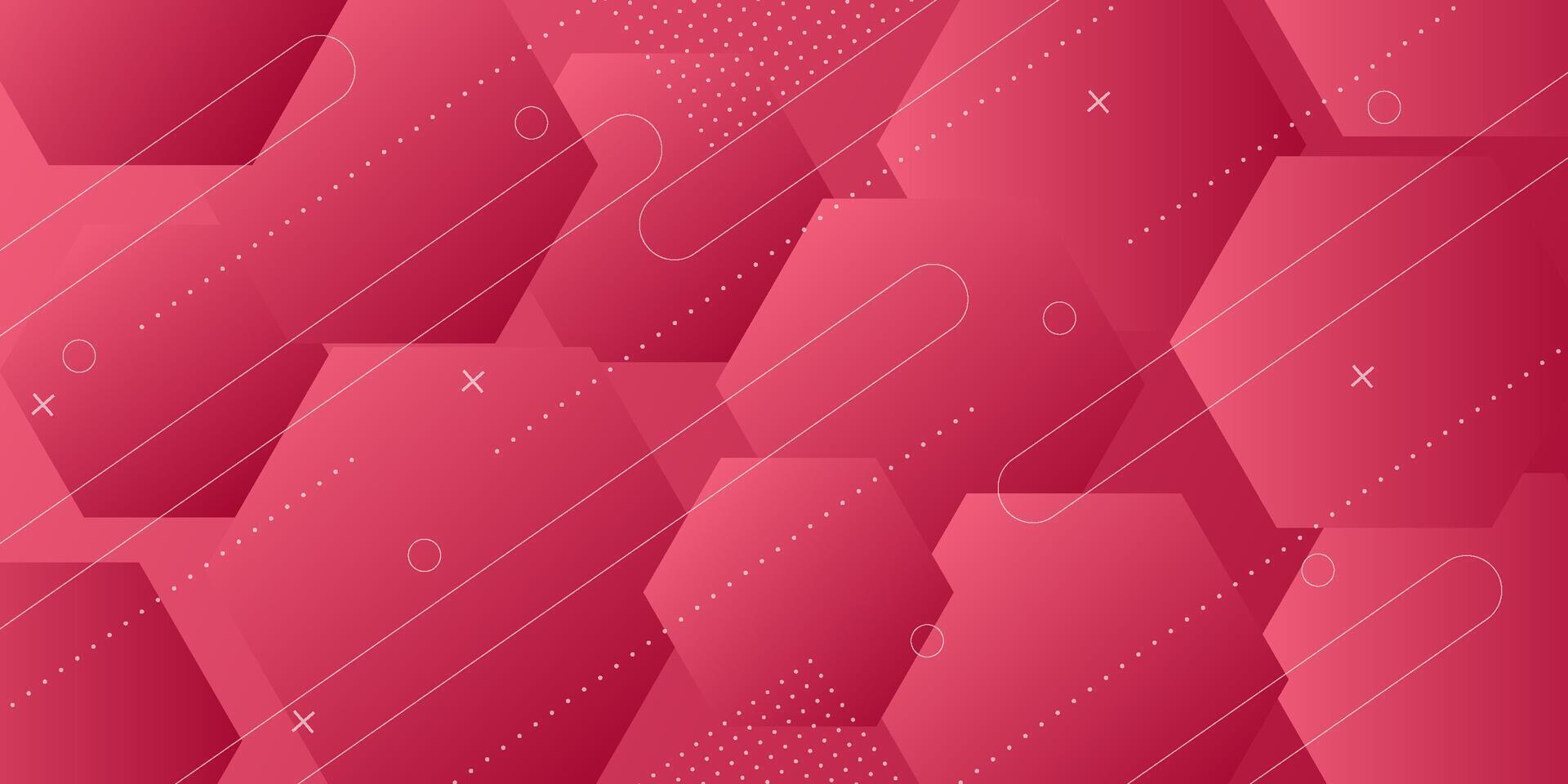 Abstract background of molecules with bright pink gradient. Hexagonal structure shape. Presentation study. Hexagonal lattice molecular structure. Eps10 vector