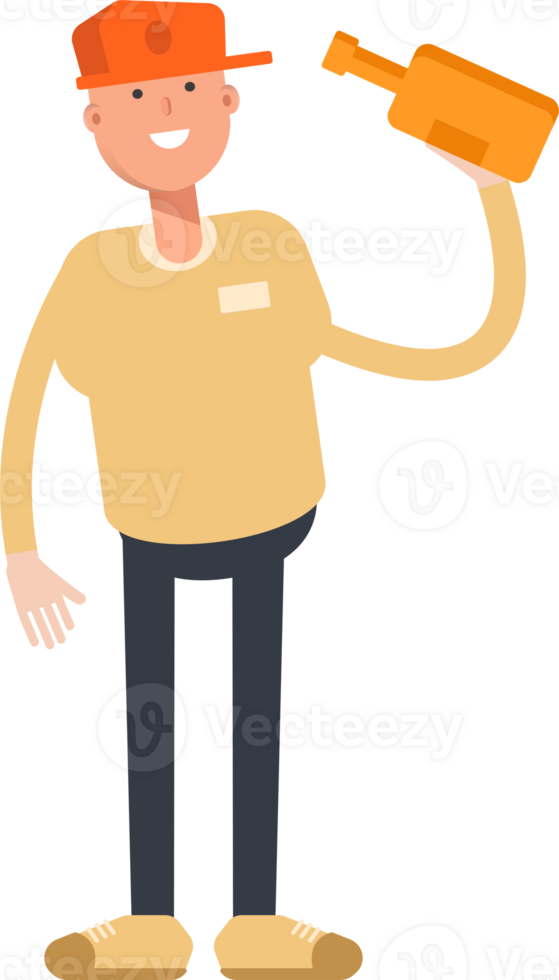 Man Wearing Cap Character Drinking Beer png