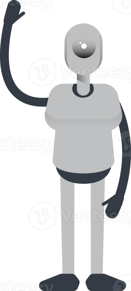 Humanoid Robot Character Raising One Hand png