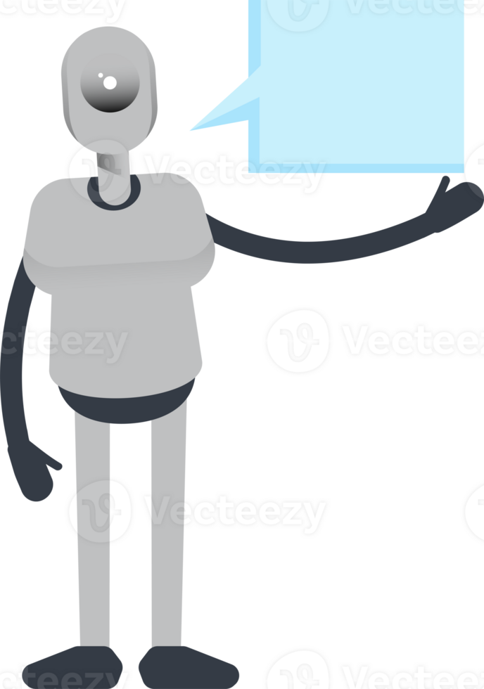 Humanoid Robot Character and Speech Bubble png