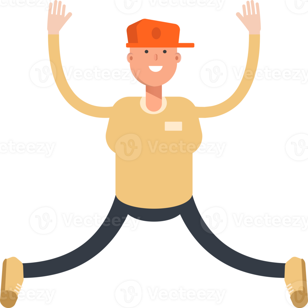 Man Wearing Cap Character Relaxing and Jumping Illustration png