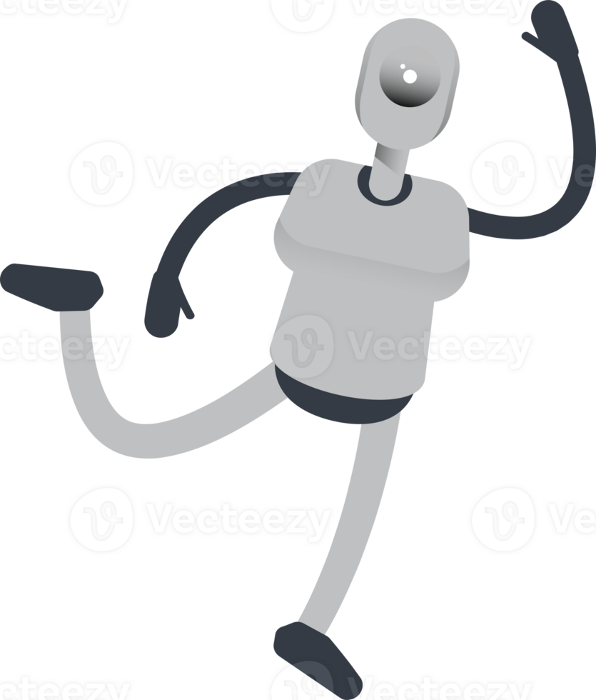 Humanoid Robot Character Jumping and Flying png