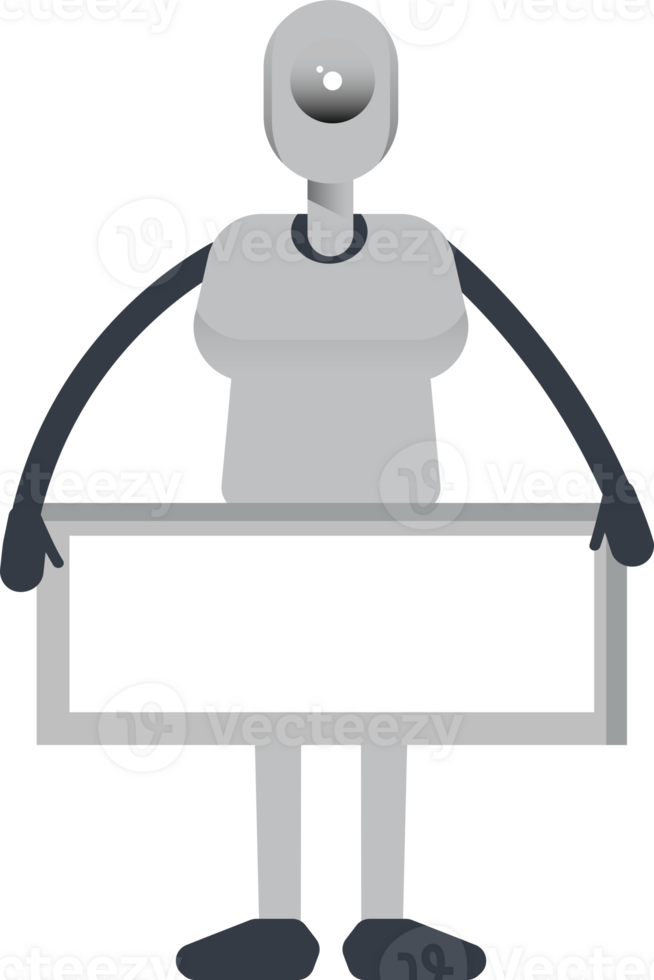 Humanoid Robot Character and Blank Signage png