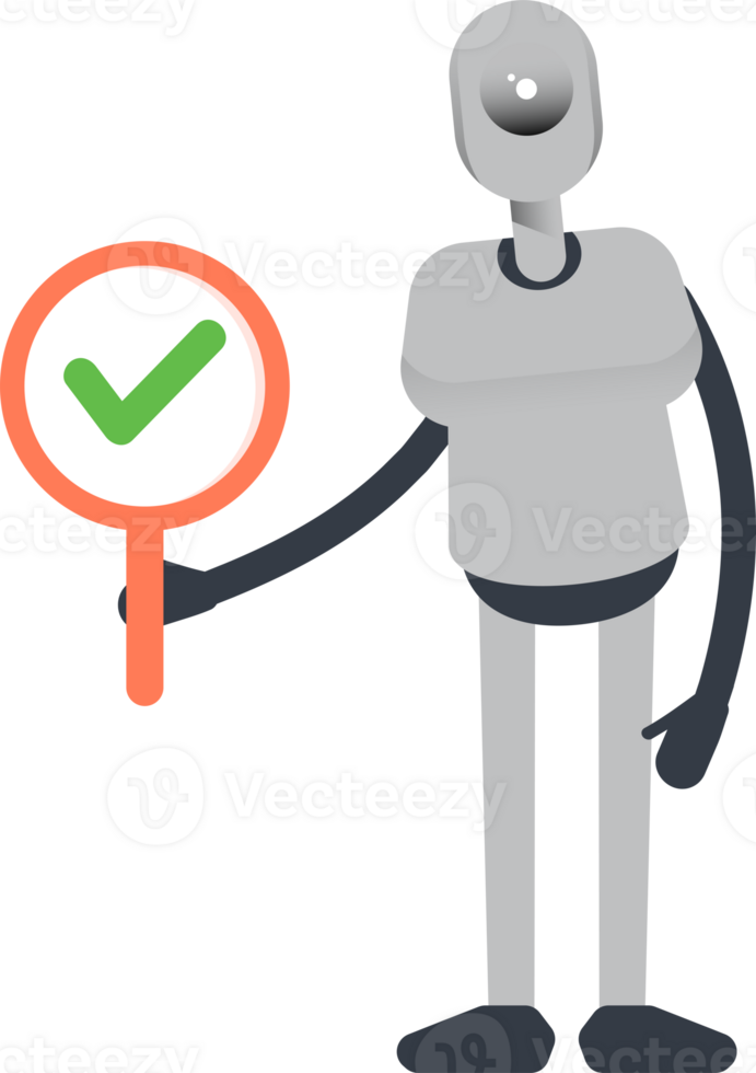 Humanoid Robot Character Showing Check Mark png