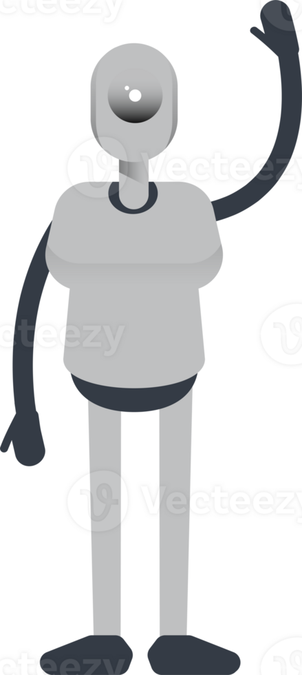 Humanoid Robot Character Raising Hand Illustration png