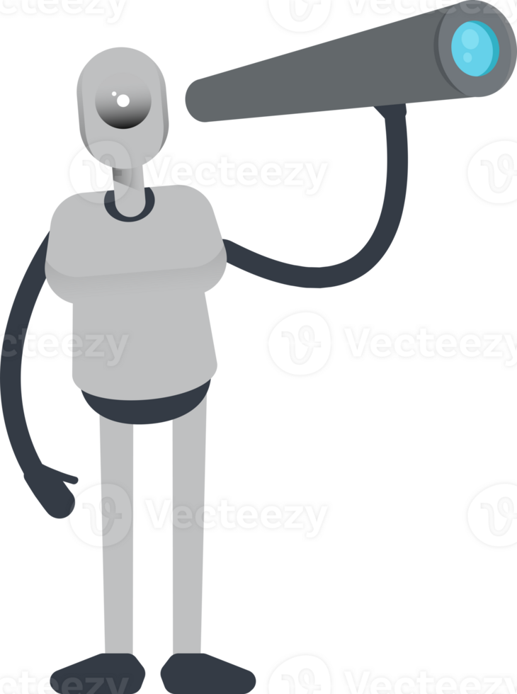 Humanoid Robot Character Using Binoculars png