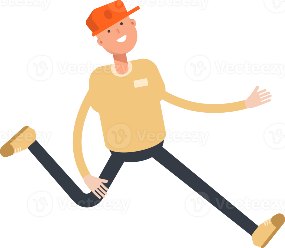 Man Wearing Cap Character Running Illustration png