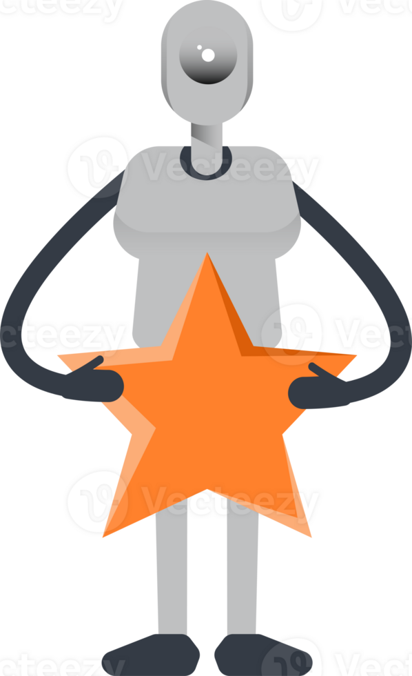 Humanoid Robot Character Holding Star png