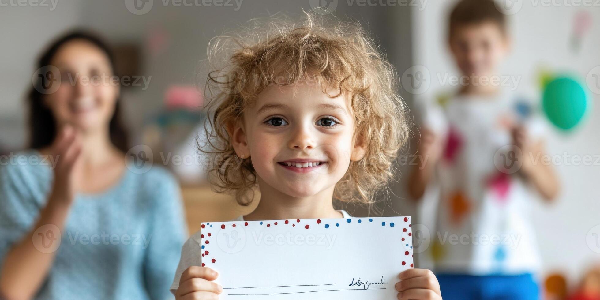 A Joyful Child is Celebrating with Family and Friends at a Festive Occasion Filled with Excitement photo