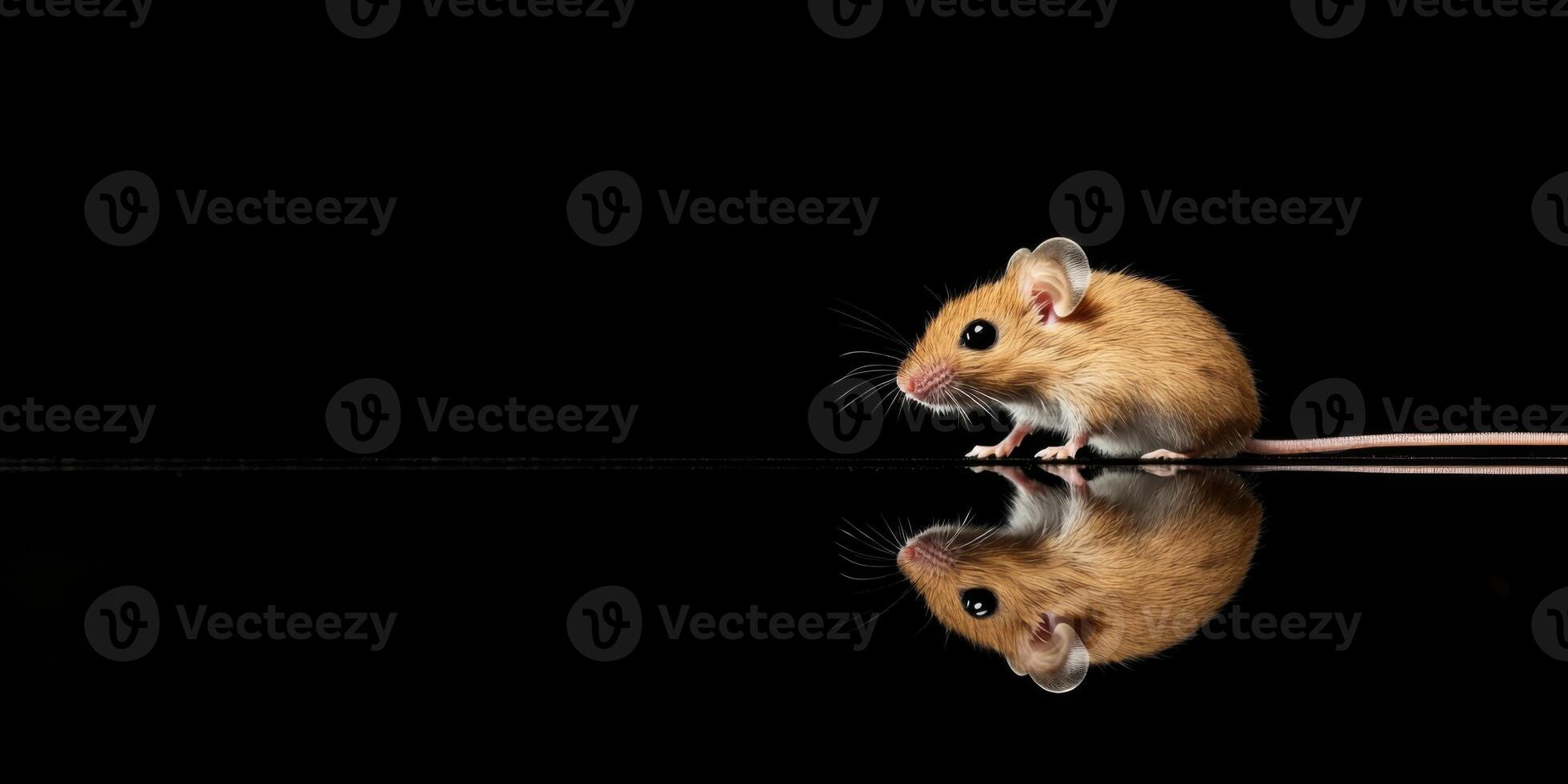 A CloseUp Image of an Adorable Mouse Resting on a Reflective Surface, Captured Beautifully photo
