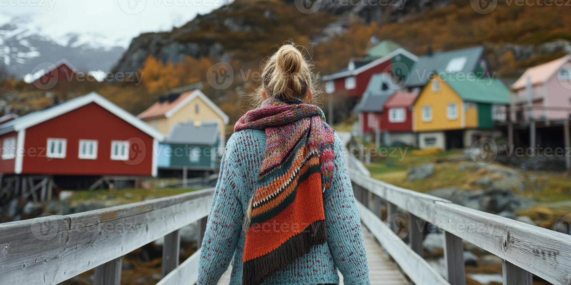 Discovering Vibrant and Colorful Coastal Cabins Nestled Within an Autumn Landscape photo