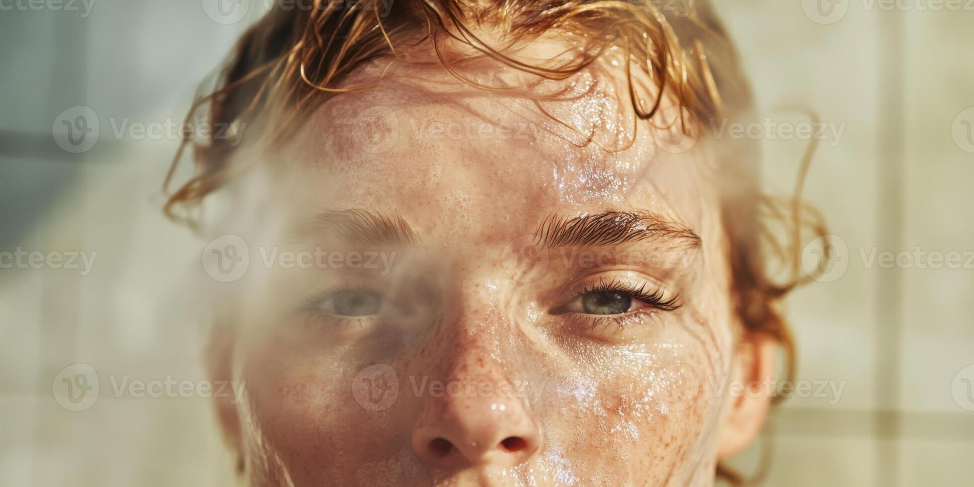 An Emotional Portrait Captured in a Steamy and Inviting Environment Full of Life and Beauty photo