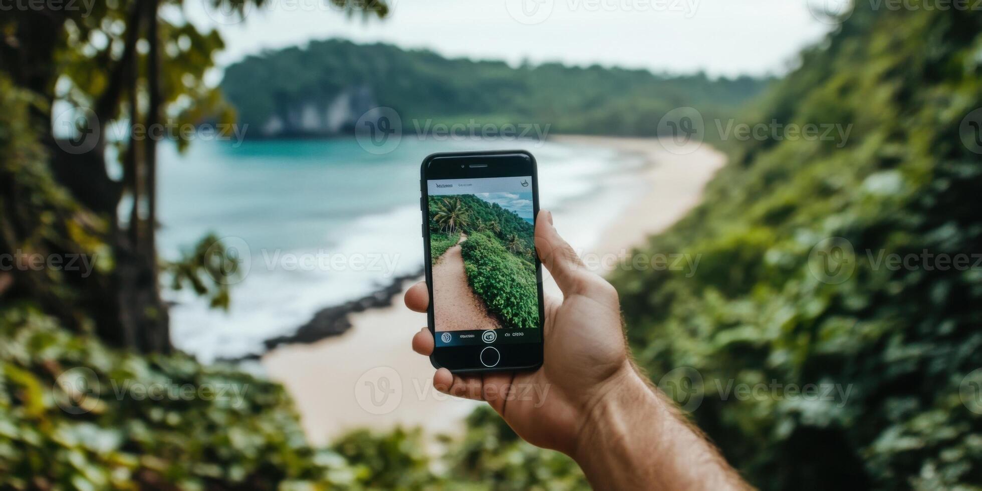 Capturing the Stunning and Breathtaking Beauty of Nature A Phone View of a Serene Landscape photo