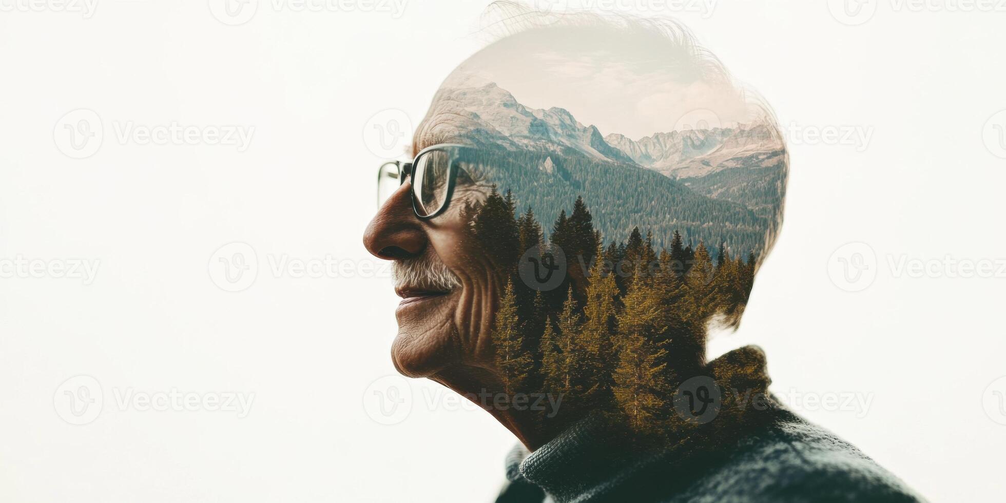 The Serenity of Nature A Beautiful Double Exposure Portrait Capturing Two Worlds Together photo