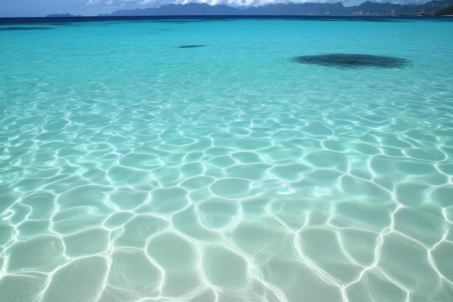 Crystal-clear turquoise water with sunlit ripples creates a serene and refreshing seascape photo