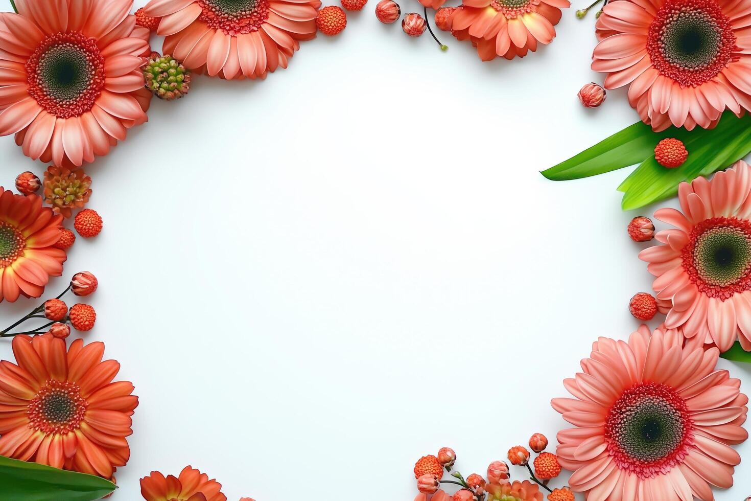 Vibrant Floral Frame with Coral Blooms photo