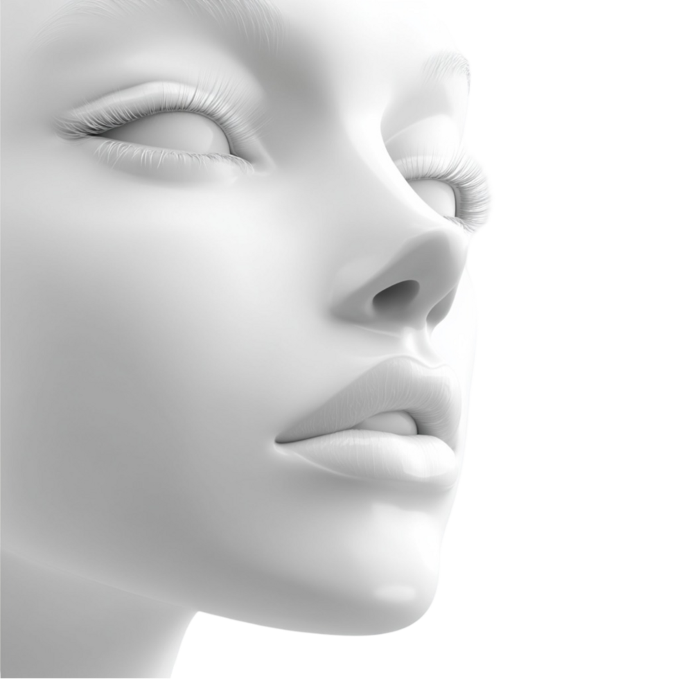 a white female head on a transparent background png