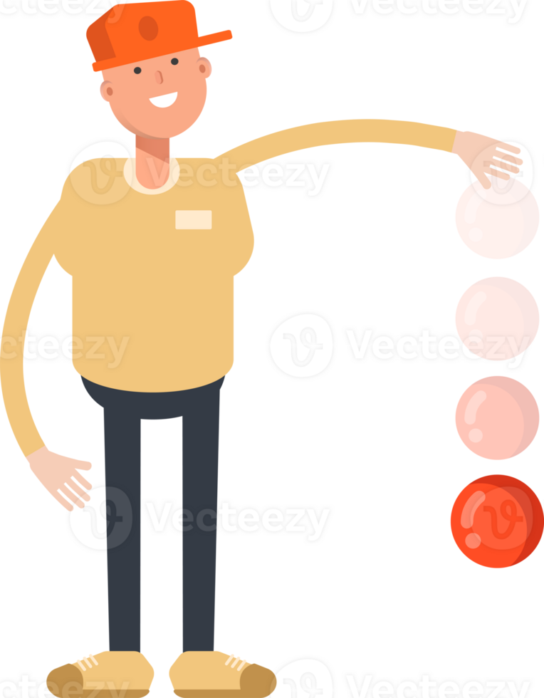 Man Wearing Cap Character Throwing Ball png