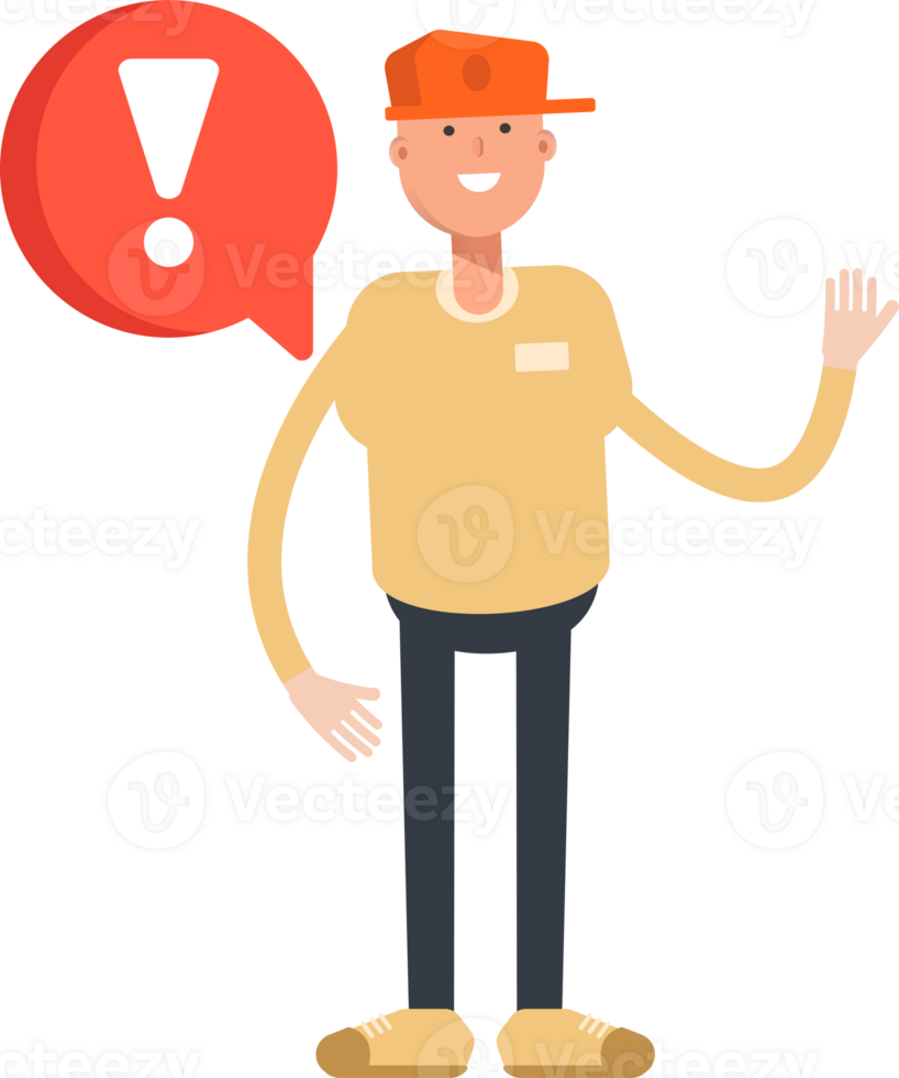 Man Wearing Cap Character and Error Sign png