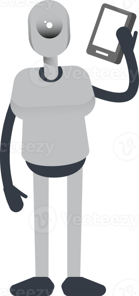 Humanoid Robot Character Talking on Smartphone png