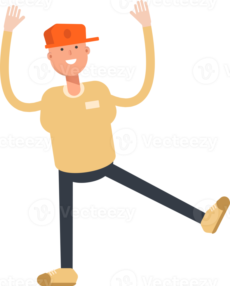 Man Wearing Cap Character Relaxing Illustration png