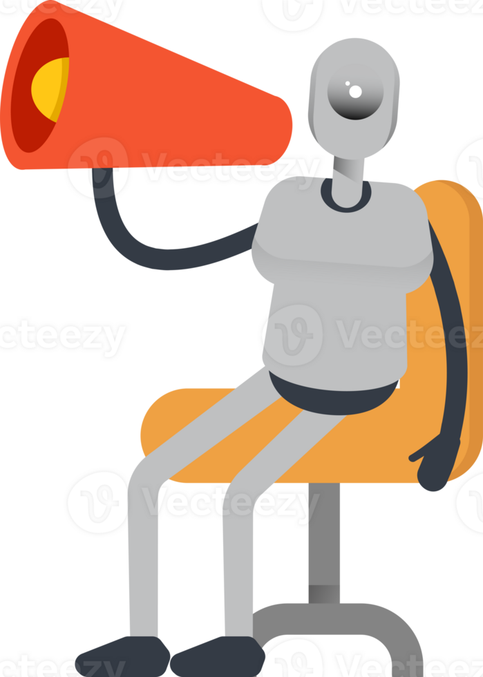 Humanoid Robot Character and Megaphone png