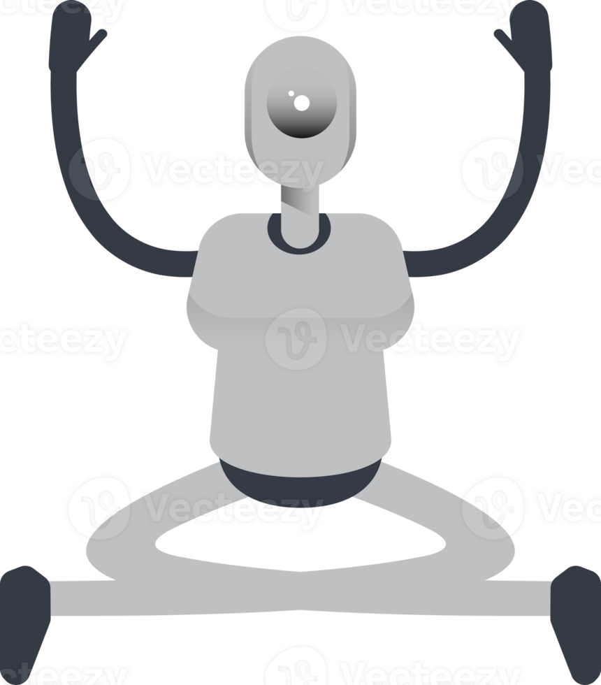Humanoid Robot Character Sitting Illustration png