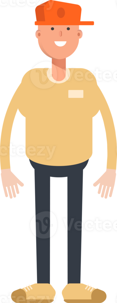 Man Wearing Cap Character Standing png