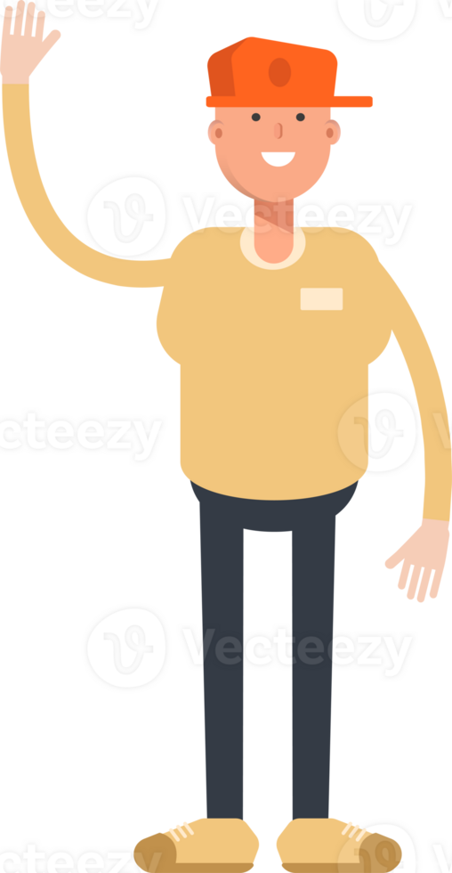 Man Wearing Cap Character Greeting png