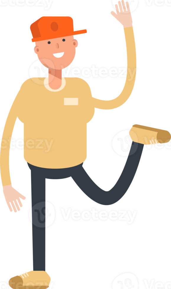 Man Wearing Cap Character Relaxing Illustration png