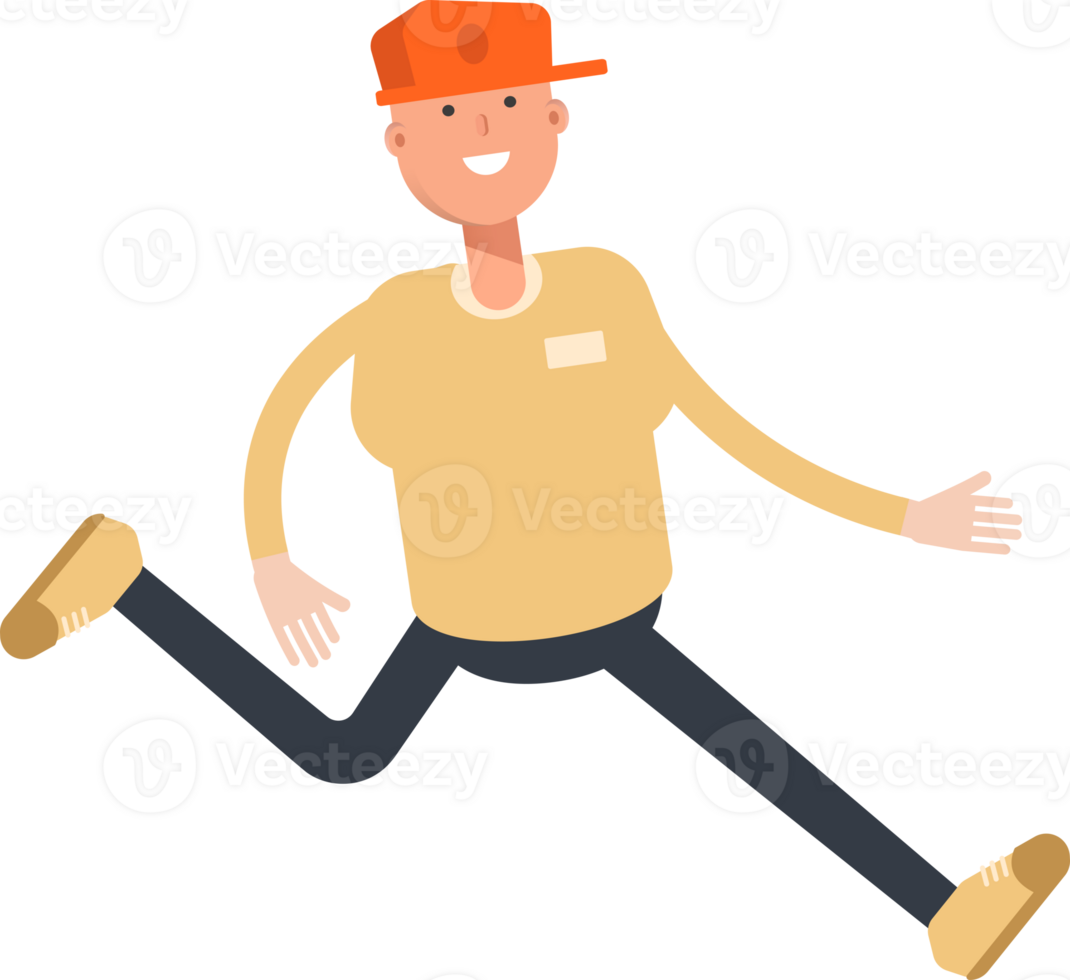 Man Wearing Cap Character Walking png