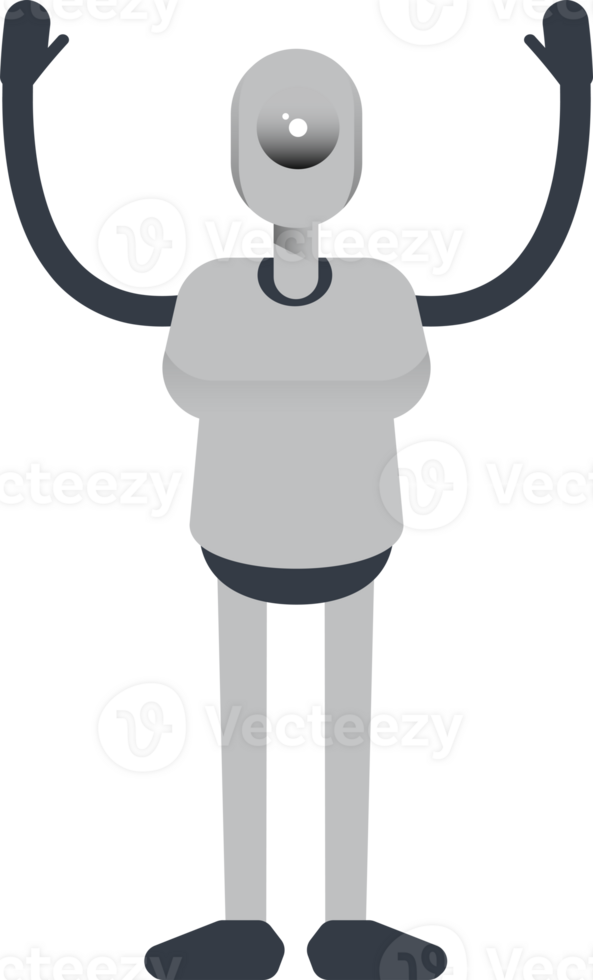 Humanoid Robot Character Raising Hands png