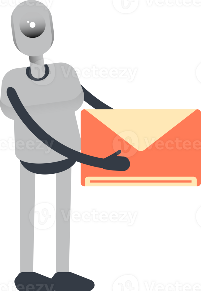 Humanoid Robot Character Holding Mail png