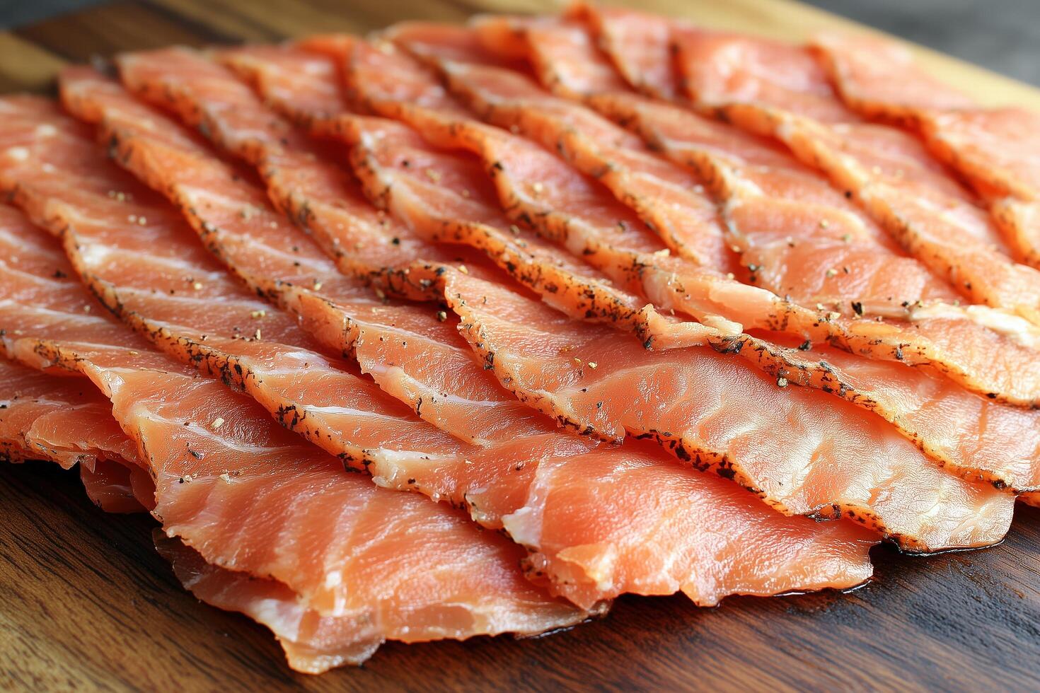 Perfectly Seasoned Sliced Salmon Layers photo