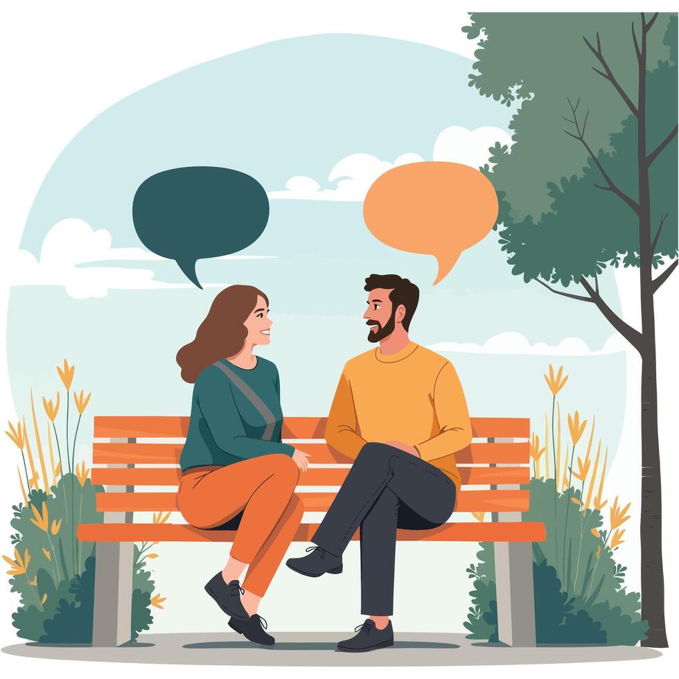 Casual Chats A Serene Outdoor Conversation vector