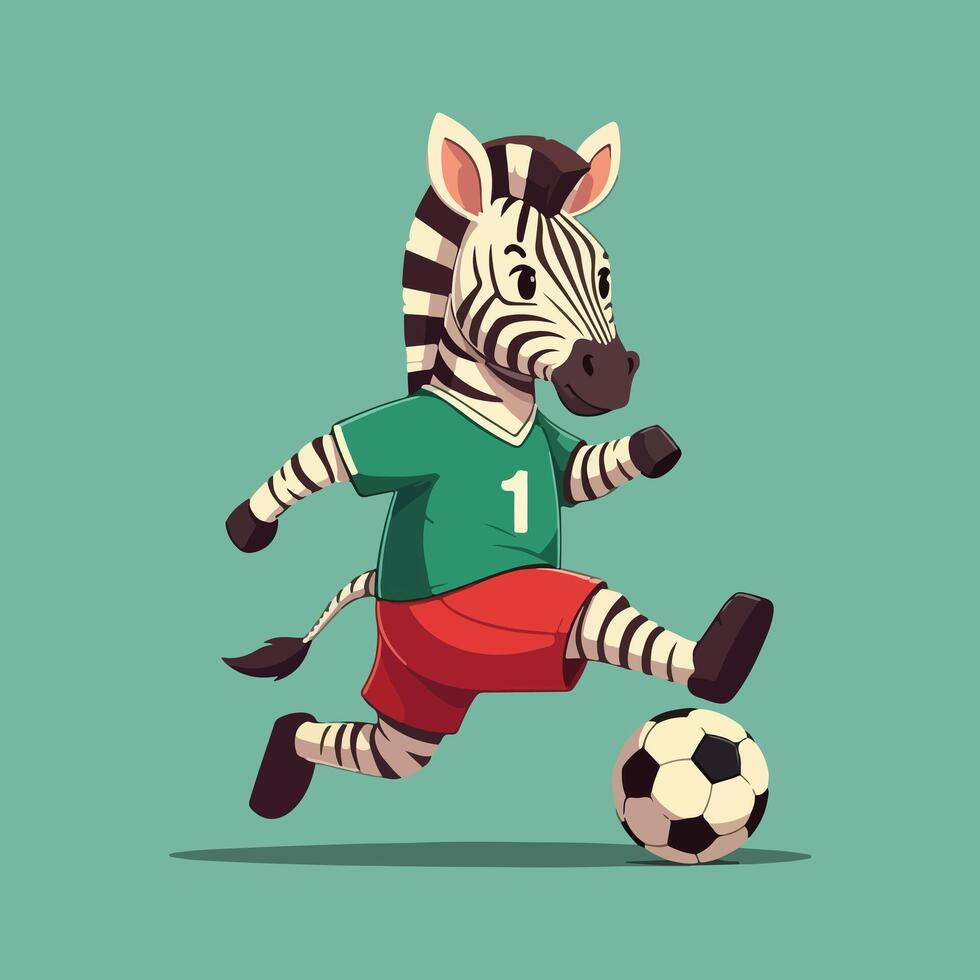Zebra's Soccer Sprint Playful and Energetic Action vector