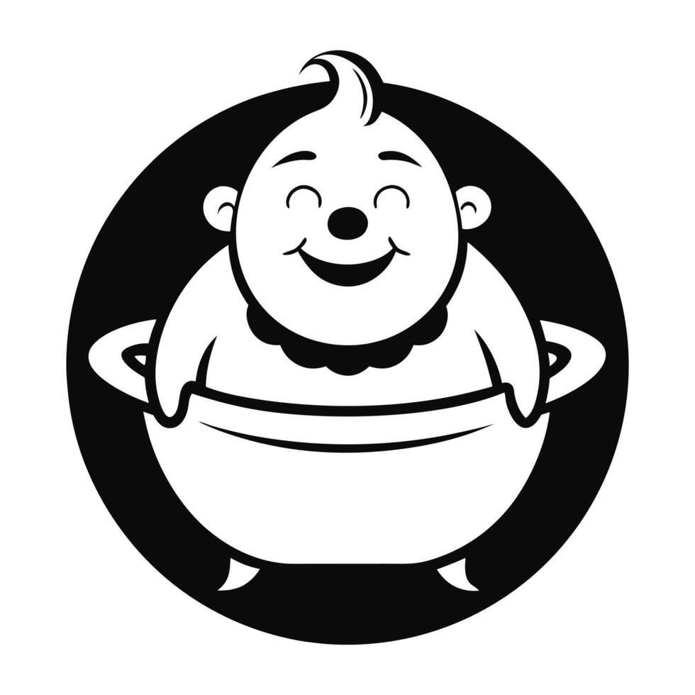 a cartoon baby sitting in a bathtub vector