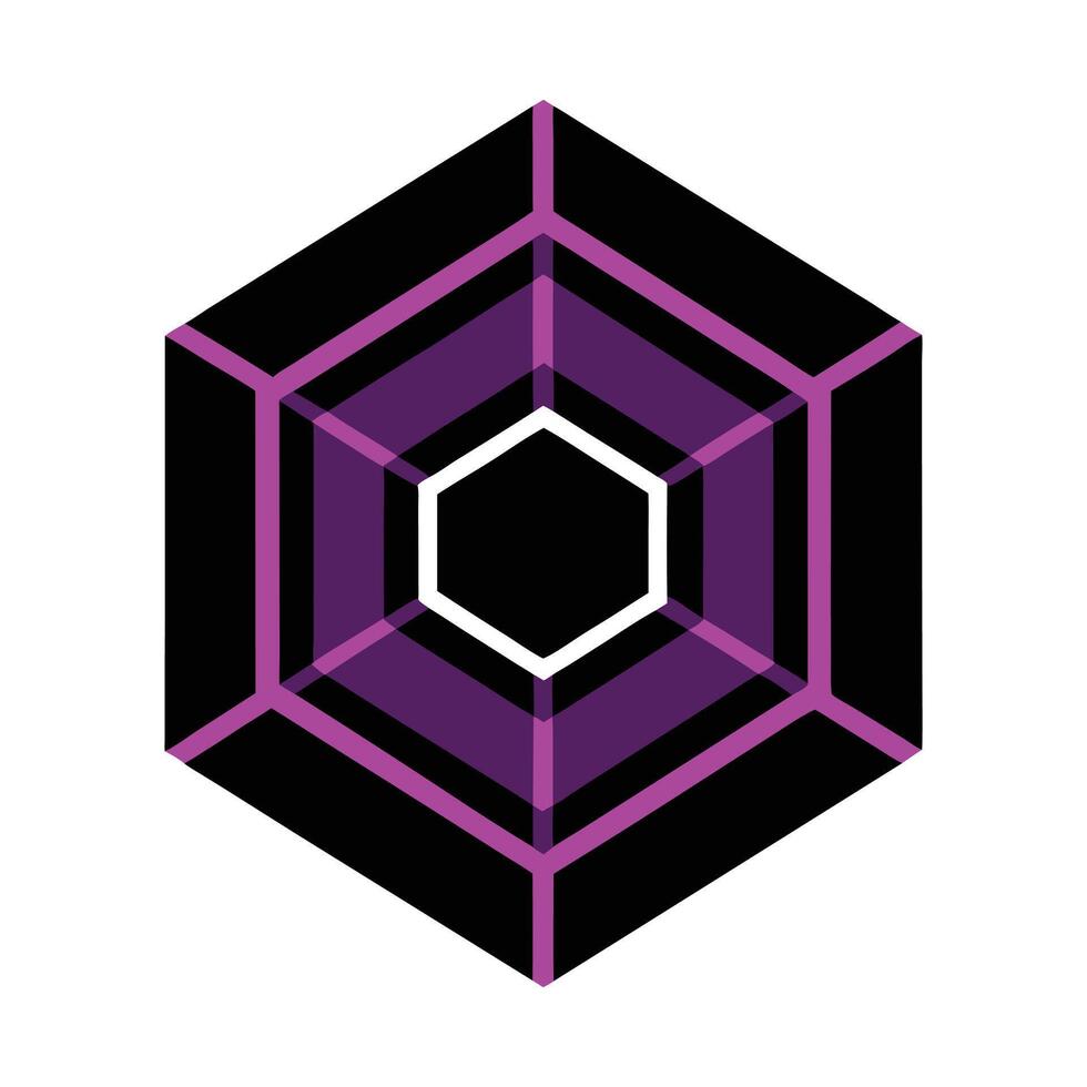 a purple and black hexagon logo vector