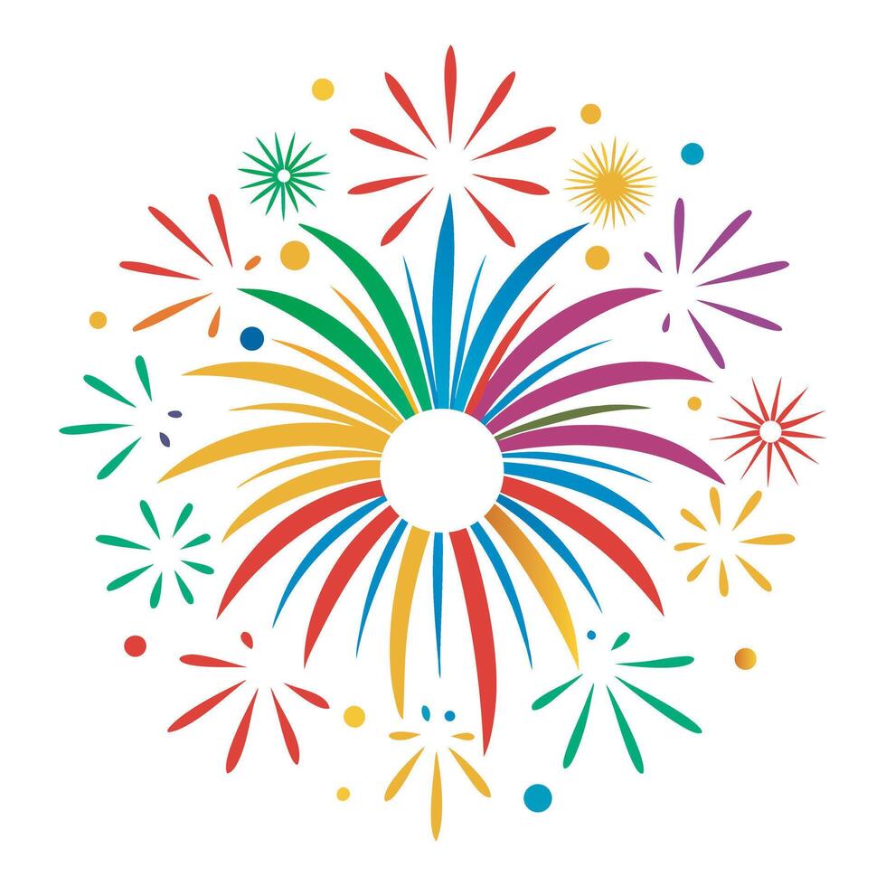 Decorative firework-style design with bright colors, symmetrical lines, and star accents for creative artwork vector