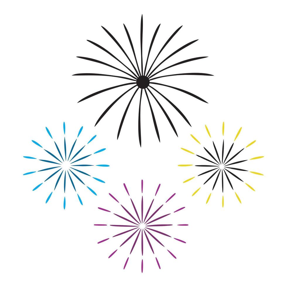 Dynamic starburst-style design shapes in vibrant multicolors ideal for festive artwork and branding projects vector