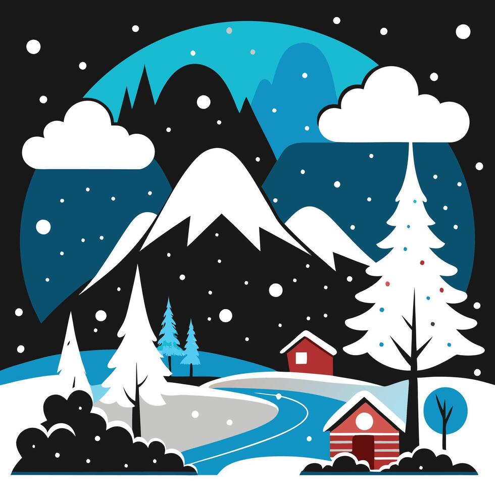 winter landscape with snow and trees vector